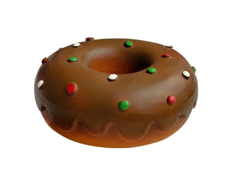 Tatrapet hračka pro psa donut 14 cm pískací latex hnědá