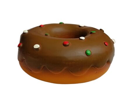 Tatrapet hračka pro psa donut 14 cm pískací latex hnědá
