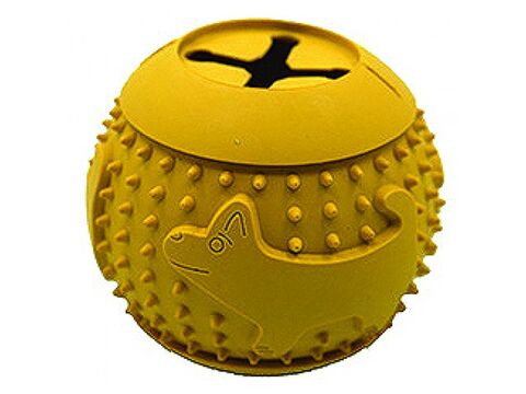 Tatrapet hračka pro psa míček na pamlsky 7,5 cm, tvrdá guma, žlutá