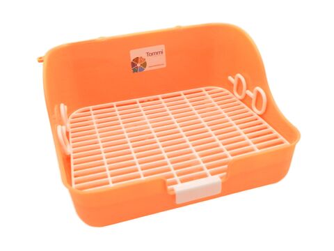 Toaleta pro králíky a fretky s roštem, 28 x 21 x 16cm oranžová