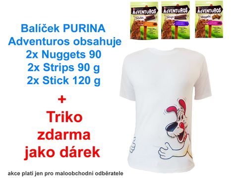 Purina balíček Adventuros 6 ks mix a Purina tričko zdarma  Akce pro Mo zákazníky 