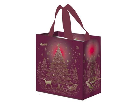 Nákupní taška na pamlsky vánoční strom 10 l ,  27 x 26 x 15 cm bordó