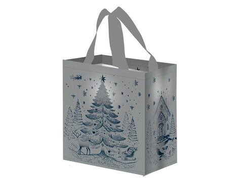 Nákupní taška na pamlsky vánoční strom 10 l ,  27 x 26 x 15 cm stříbrná