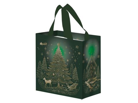 Nákupní taška na pamlsky vánoční strom 10 l ,  27 x 26 x 15 cm zelená