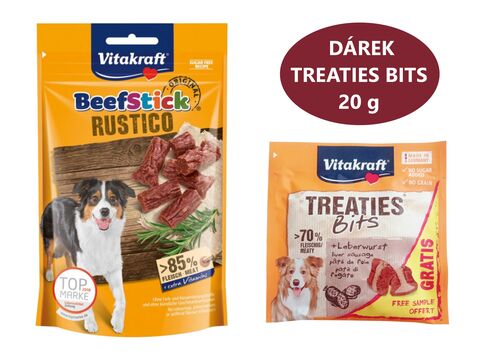 Vitakraft Beef Stick Rustico 55 g+dárek Vitakraft dog Treaties Bits Liver sausage 20 g