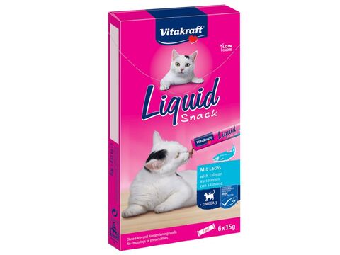 Vitakraft Liquid Snack omega 3-losos 6 x 15 g+ dárek Vitakraft cat drink taurine+Flavour 