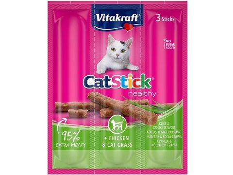 Vitakraft Cat Stick kuřecí & kočičí tráva, 3 x 6 g+dárek Vitakraft cat drink taurine+Flavo