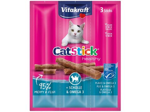 Vitakraft Cat Stick platýs a Omega 3, 3 x 6 g +dárek Vitakraft cat drink taurine+Flavour 
