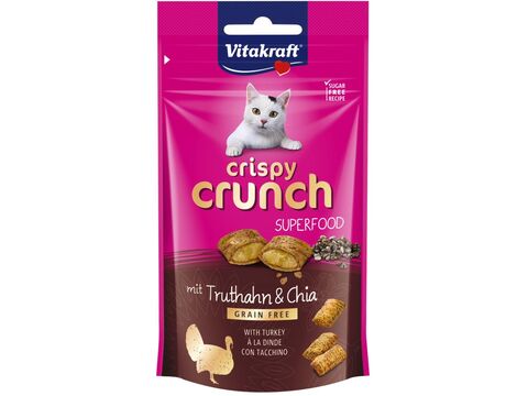 Vitakraft Crispy Crunch 60 g krůtí a chia + dárek Vitakraft cat Liquid-snack kuře 