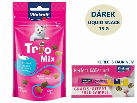 Vitakraft Trio mix rybí 60 g+ dárek Vitakraft cat Liquid-snack kuře 