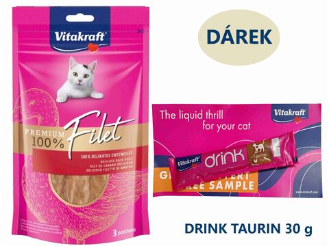 Vitakraft Cat Premium filet kachní 54 g+dárek Vitakraft cat drink taurine+Flavour 