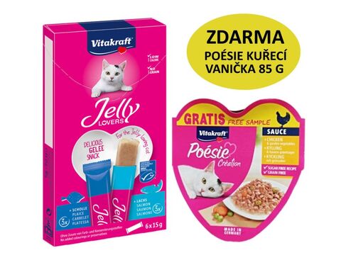 Vitakraft Jelly Lovers losos, platýs 6 x 15 g + dárek Vitakraft vanička kuře 85 g