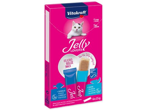 Vitakraft Jelly Lovers losos, platýs 6 x 15 g + dárek Vitakraft Poésie dělice 85 g kuře