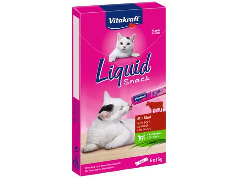 Vitakraft Liquid Snack hovězí +inulin 6 x 15 g+dárek Vitakraft cat Poésie Creation kuře ze