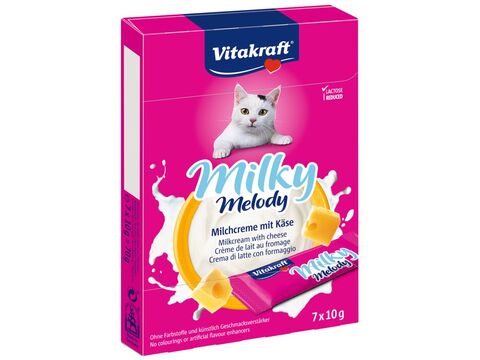 Vitakraft Milky melody se sýrem 70 g mléčný krém+dárek Vitakraft cat Jelly Lovers kuře krů