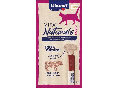 Vitakraft Vita Naturals Cat Liquid 5 x 15 g hovězí +dárek Vitakraft cat drink taurine+Flav