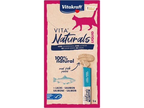 Vitakraft Vita Naturals Cat Liquid 5 x 15 g losos +dárek Vitakraft cat drink taurine+Flavo