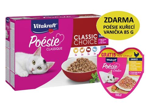 Poésie Classique Multipack 12 x 85 g kuře, krocan, hovězí, ryba v omáčce kapsa+dárek Vitak