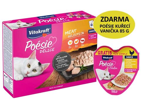 Vitakraft Poésie Délice Multipack v omáčce 6 x 85 g kuře, krocan, hovězí kapsa+dárek cat