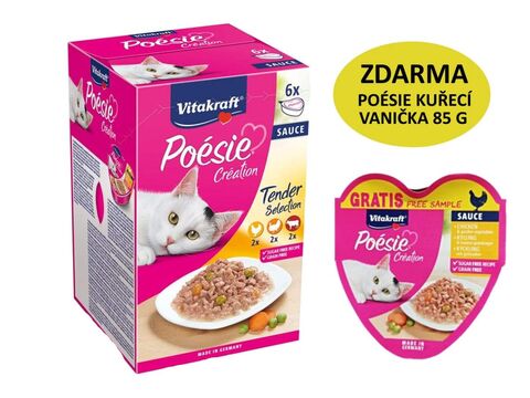 Vitakraft Poésie Création Multipack v omáčce 6 x 85 g kuře, krůta, hovězí vanička+dárek