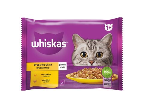 Whiskas Drůbeží hody v želé 4 x 85 g kapsa kuře a krůta