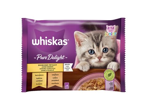 Whiskas Pure Delight Junior drůbeží v želé 4 x 85 g kuře a krůta