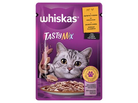 Whiskas adult Tasty Mix s jehněčím a krůtím v krémové šťávě 85g kapsa