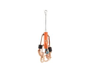 Flamingo hračka sloup s kruhy 42,5 cm pro malé papoušky