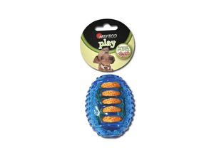 Nayeco hračka pro psa ragby míč průměr 8 cm proplétaný bavlnou guma modrá
