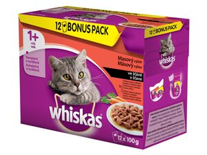 Whiskas adult masový výběr šťáva 48 x 100 g kapsa kuře,hov,krůta,jehně