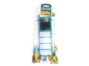 Tatapet žebřík se zrcátkem 22 cm akryl zelený pro malé papoušky