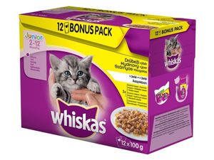Whiskas Junior drůbeží výběr v želé 12 x 100 g kapsa SLEVA kuře,kachna,drůbež,krůta