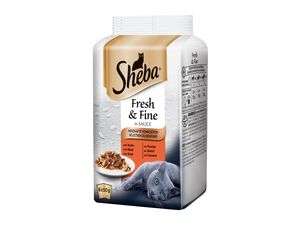 Sheba Fresh & Fine in sauce kuře, hovězí, kachna 6 x 50 g kapsa
