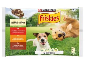 Friskies kapsa pes hovězí, kuře, jehně ve šťávě 4 x 85 g
