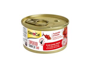 Konzerva ShinyCat duo superfood tuňák s rajčaty