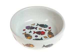 Flamingo miska keramická barevné rybičky průměr 13,5 cm, 375 ml pro kočku