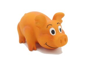 Flamingo hračka pro psa prasátko pískací latex 12 cm oranžové