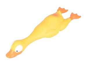 Flamingo hračka pro psa pískací kačena 42 cm latex žlutá