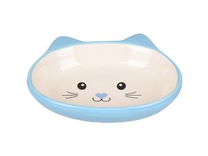 Flamingo miska keramická, 170 ml, průměr 14 cm, pro kočku, bílo-modrá