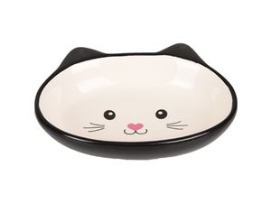 Flamingo miska keramická, 170 ml, průměr 14 cm, pro kočku bílo-černá