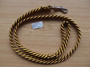 Vodítko pletené rovné, průměr 12mm/150cm,střední plemeno, černo-žluté