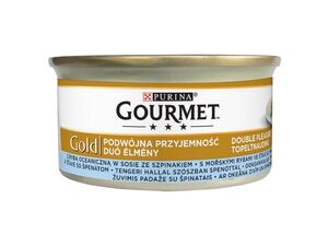 Gourmet gold s mořskými rybami v omáčce se špenátem 85 g