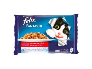 Felix fantastic hovězí+kuře v želé 4 x 100 g