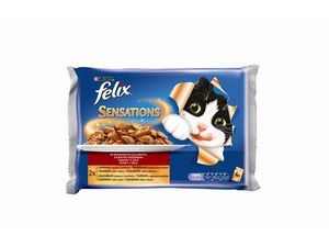 Felix Sensations jellies lahodný výběr 4 x 100 g hovězí s rajčaty, kuře s mrkví 289 SLEVA