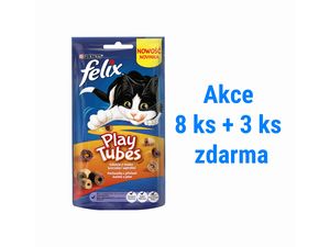 Balíček Felix Play Tubes 50 g s příchutí kuřete a jater 8 ks + 3 ks zdarma
