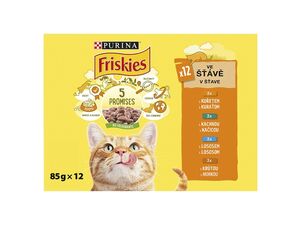 Friskies cat 12 x 85 g kapsa,kuře.kachna,losos,krůta ve šťávě SLEVA 609