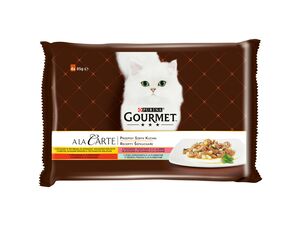 Gourmet kapsa ALA carte 4 x 85 g šéfkuchař ve šťávě kuře,těs,hovězí,pstruh.treska