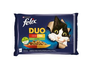 Felix multipack Duo 4 x 85 g jehněčí a kuře rajčata,vepřové a zvěřina cuketa v želé