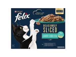 FELIX Deliciously sliced Multipack 12 x 80 g losos/ tuňák/ treska/ platýs v želé