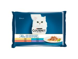 Gourmet kapsa Perle 4 x 85 g Mini filets ve šťávě krůta,kachna,tuňák.jehně